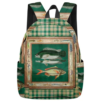 Geometric Texture Fish Green Plaid Retro New Fashion Backpack Casual Travel Simple Backpack Men and Women Backpack 
Geometric Texture Fish Green Plaid Retro New Fashion Backpack Casual Travel Simple Backpack Men and Women Backpack