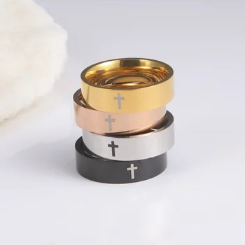 스카이림 스테인레스 스틸 십자가 반지 남녀공용, 기독교 예수 그리스도 커플 반지, 연인을 위한 보석 선물, 도매
