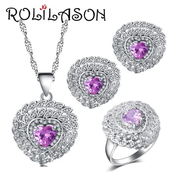 ROLILASON Heart-shaped design for women pink zircon silver Earrings Necklace Rings Jewelry Sets USA size #6#7#8#9#10 JS726
ROLILASON Heart-shaped design for women pink zircon silver Earrings Necklace Rings Jewelry Sets USA size #6#7#8#9#10 JS726