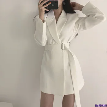 Fashion Sashes White Women Blazer V-neck Slim Long Women Jacket Coat 2020 Autumn Full Sleeve Female Blazers Outwear Elegant
Fashion Sashes White Women Blazer V-neck Slim Long Women Jacket Coat 2020 Autumn Full Sleeve Female Blazers Outwear Elegant