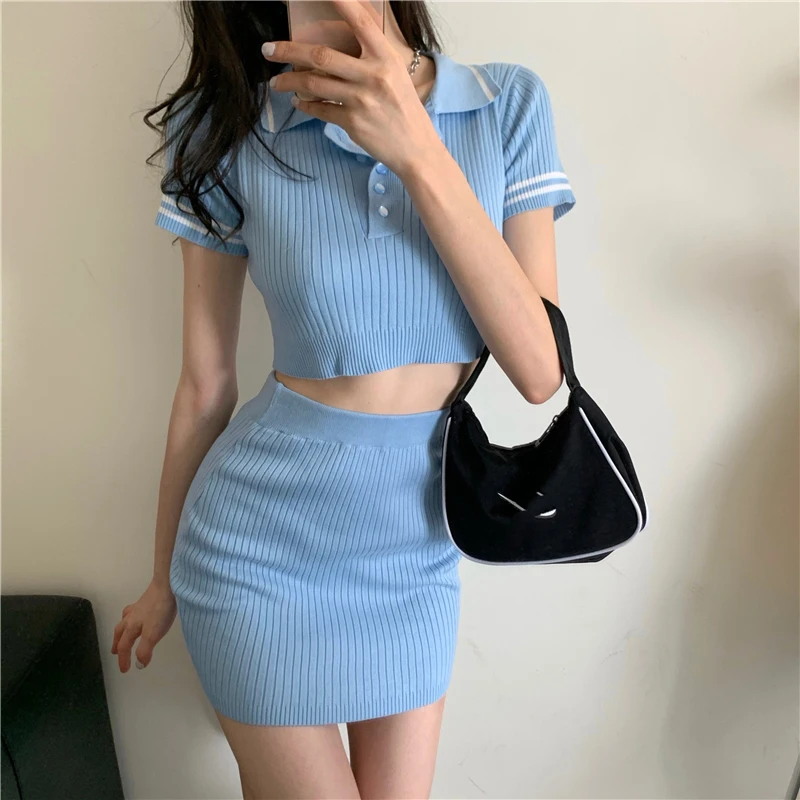 LJSXLS Knitted Two Piece Set Women Short Sleeve Bodycon Button Crop Tops Sexy Mini Skirts Elastic 2020 Striped Top And Skirt Set
LJSXLS Knitted Two Piece Set Women Short Sleeve Bodycon Button Crop Tops Sexy Mini Skirts Elastic 2020 Striped Top And Skirt Set