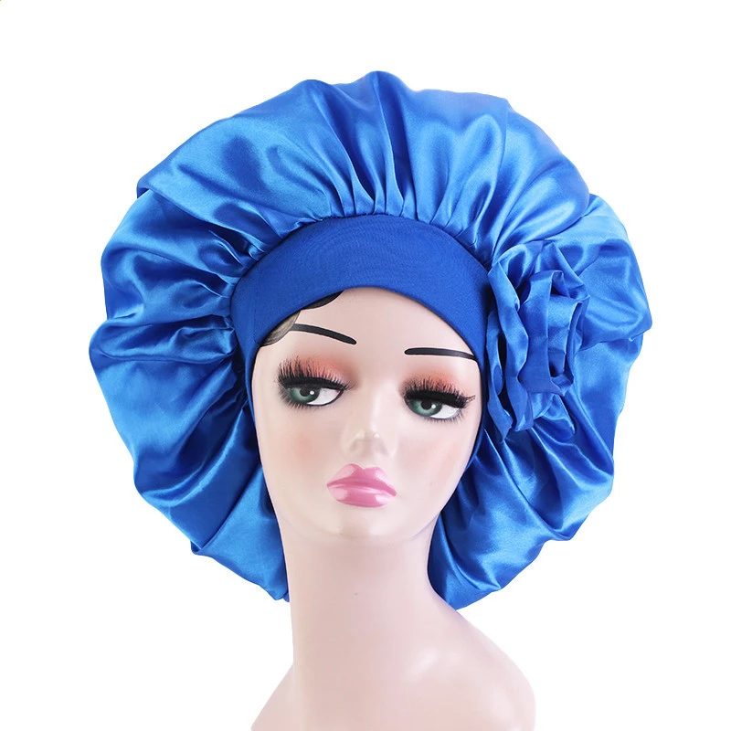 

Lady Extra Large Hair Styling Caps Sleep Cap With Elastic Band Women Female Casual Satin Bonnet Sleeping Layer Smooth Hair Care