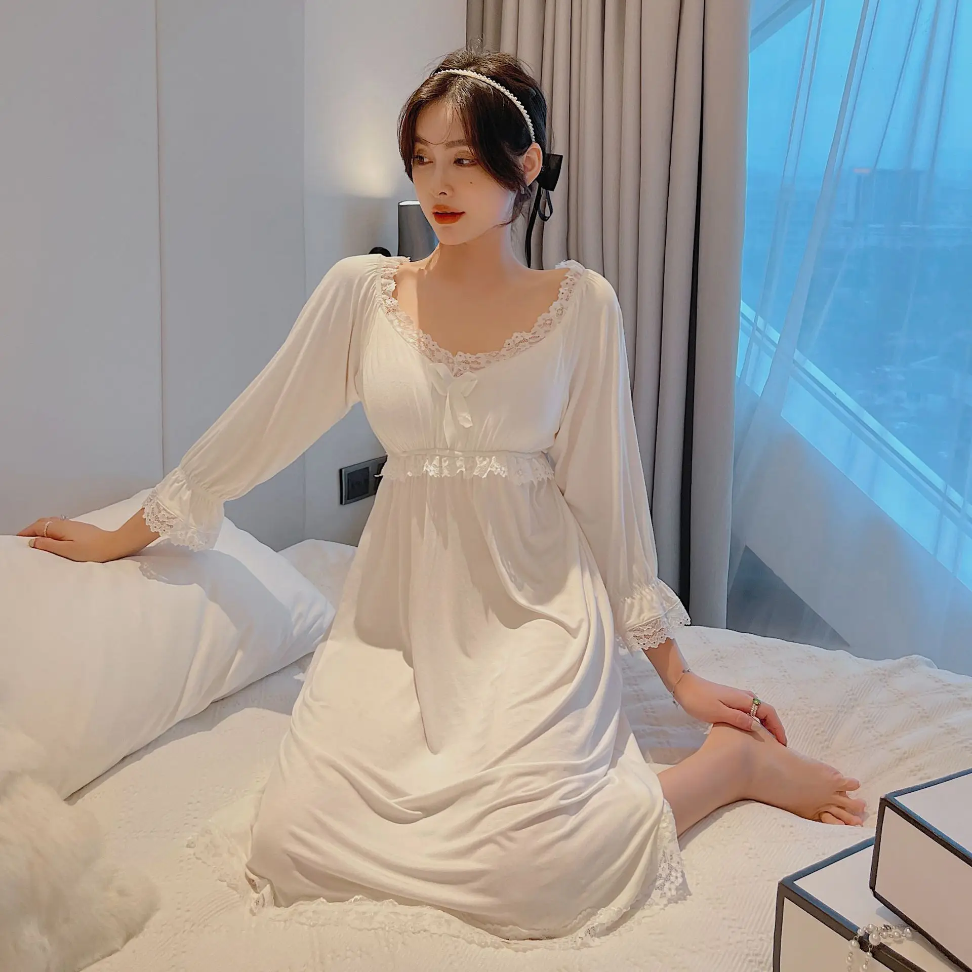 New Autumn Autumn Cotton Long Nightgowns Full Sleeve Home Sleepshirts Elegant Nightdress Womens Loungewear
New Autumn Autumn Cotton Long Nightgowns Full Sleeve Home Sleepshirts Elegant Nightdress Womens Loungewear