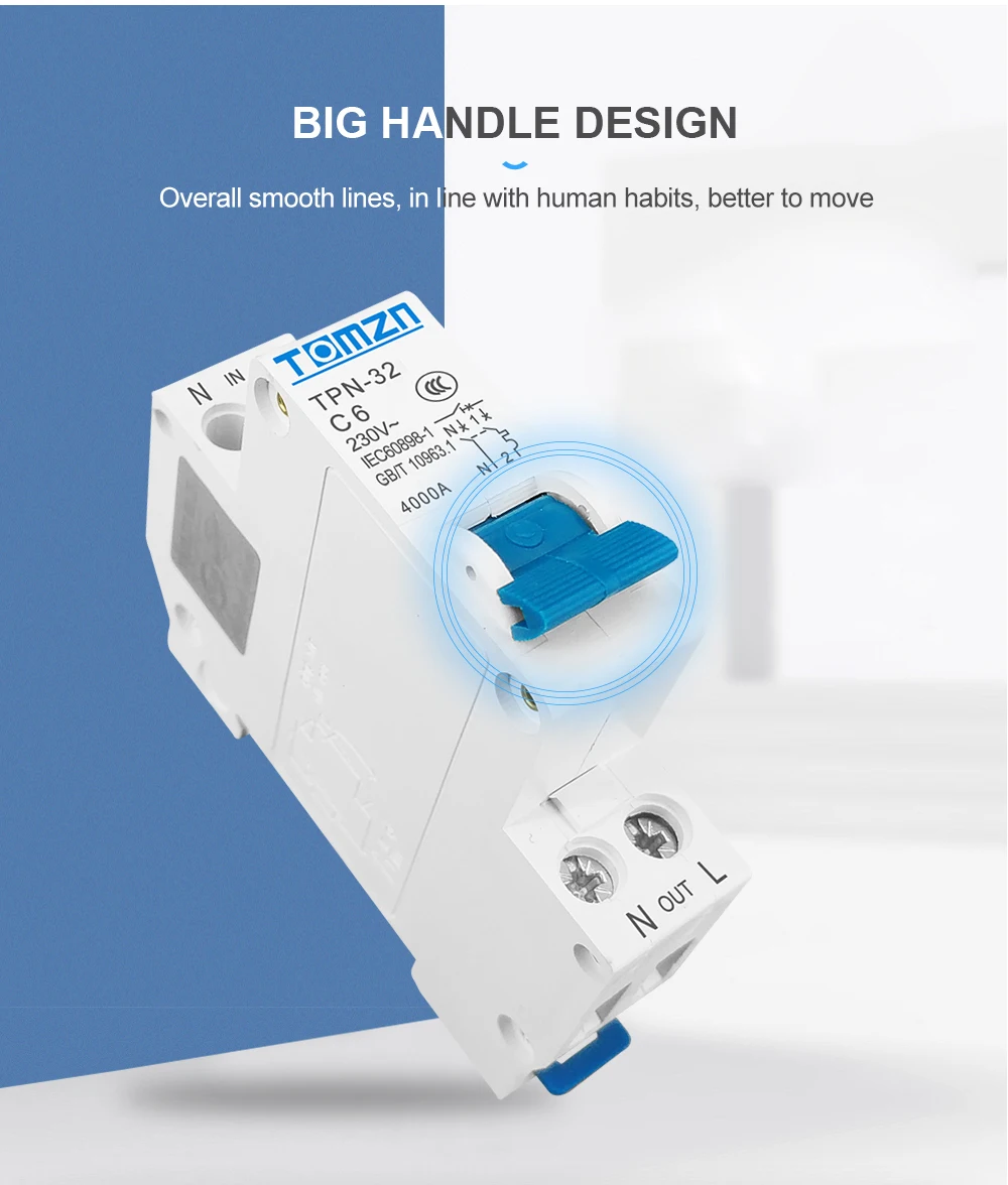 Description Picture 5 of itemTPN 1P+N Mini Circuit Breaker MCB 6A 10A 16A 20A 25A 32A Din Rail Mounting Miniature Household Air Switch