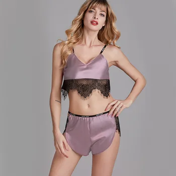 Perspective Sleepwear Nightwear Women Satin 2PCS Strap Top&Shorts Lace Patchwork Intimate Lingerie Sexy Pajamas Set Pyjamas
Perspective Sleepwear Nightwear Women Satin 2PCS Strap Top&Shorts Lace Patchwork Intimate Lingerie Sexy Pajamas Set Pyjamas