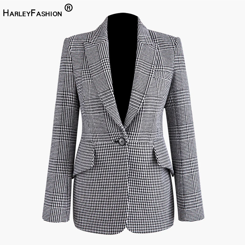 HarleyFashion Women Classic Pattern Slim Houndstooth Blazer Autumn Spring Fitness Casual Patchwork Quality Jackets Tweed Blazer
HarleyFashion Women Classic Pattern Slim Houndstooth Blazer Autumn Spring Fitness Casual Patchwork Quality Jackets Tweed Blazer