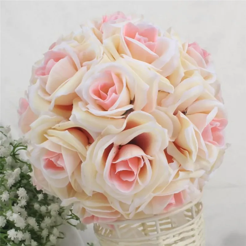 15 см Красочный Искусственный Шелковый цветок розы целующийся шар для свадебной