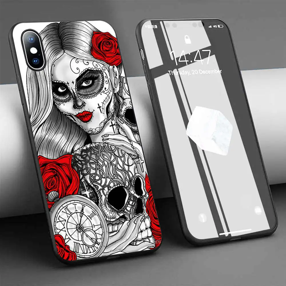 Чехол с мексиканским черепом Мягкий силиконовый чехол для телефона iPhone 11 Pro Max X 5S 6