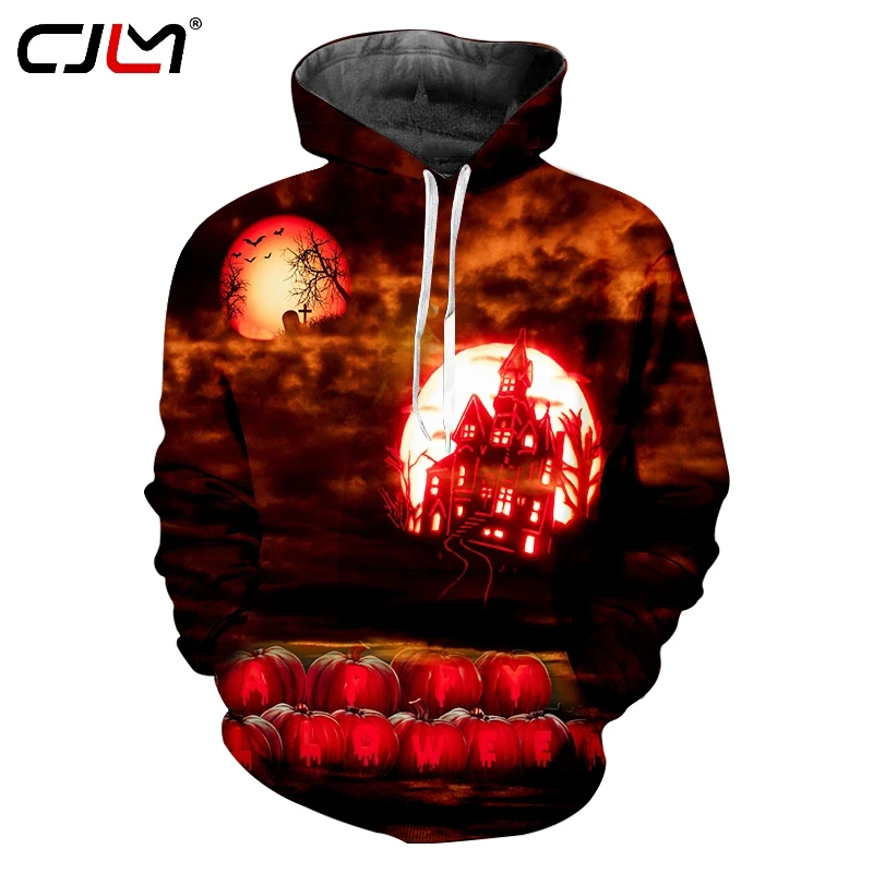 

CJLM Men's New Creative Street Clothing 3D Printed Hoodies Funny Castle Halloween Big Size Man 6XL