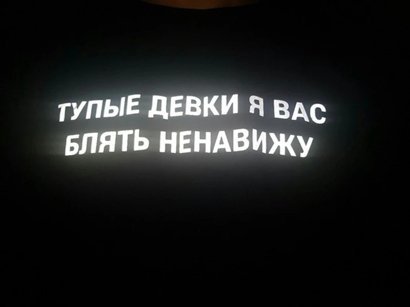 Summer reflective unisex t-shirt with Russian inscriptions Dumb girls