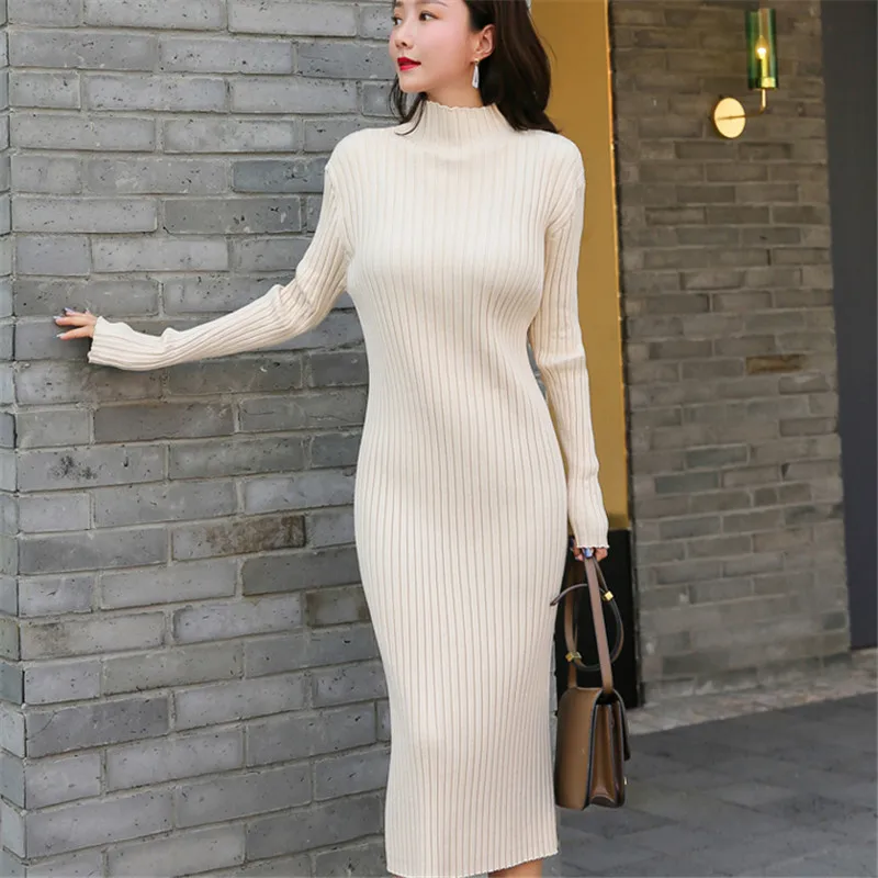 Fashion Sweater Dress Women Knit Sweater Dresses Woman High Waist Bottom Sweaters Dress Woman Turtleneck Sweaters Long Dresses 
Fashion Sweater Dress Women Knit Sweater Dresses Woman High Waist Bottom Sweaters Dress Woman Turtleneck Sweaters Long Dresses