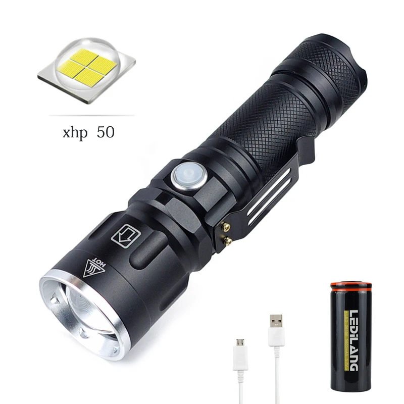 Powerful LED Flashlight XHP50 LED Flashlight USB Rechargeable Torch Zoom 5Mode Flashlight Lantern Use18650/26650 Battery lantern
Powerful LED Flashlight XHP50 LED Flashlight USB Rechargeable Torch Zoom 5Mode Flashlight Lantern Use18650/26650 Battery lantern