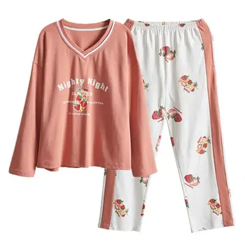 Women Long Sleeve Pajamas Set Cartoon Fruit Animal O-Neck Ruffles Cuff Sleepwear A0NF 
Women Long Sleeve Pajamas Set Cartoon Fruit Animal O-Neck Ruffles Cuff Sleepwear A0NF