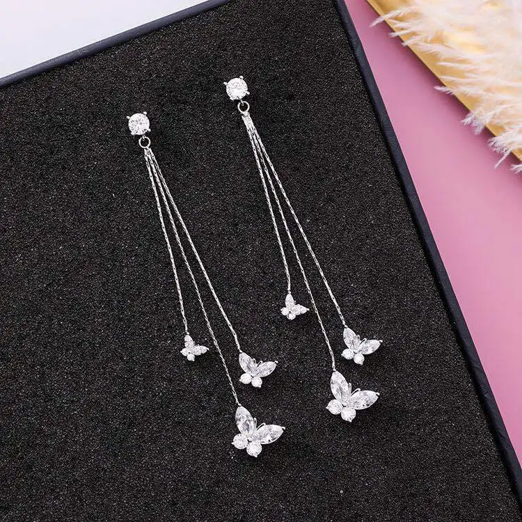 Long Earrings Women Bow Tassel Earings Front and Back Crystal Bow Tassel Earrings Female Long Temperament Butterfly Earrings
Long Earrings Women Bow Tassel Earings Front and Back Crystal Bow Tassel Earrings Female Long Temperament Butterfly Earrings