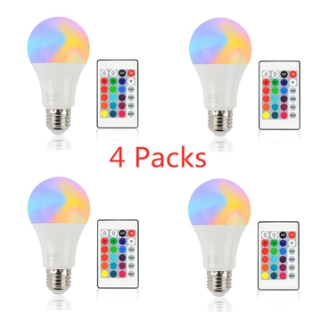 4Packs E27 LED Bulb RGB + White 16 Color ,85-265V 10W Dimmable Light Bulbs Changeable RGB Bulb,With Remote Control for Party
4Packs E27 LED Bulb RGB + White 16 Color ,85-265V 10W Dimmable Light Bulbs Changeable RGB Bulb,With Remote Control for Party