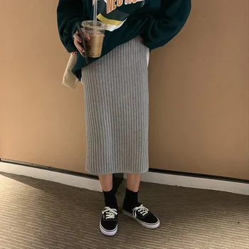 Pit stripe elastic high waist knitted skirt women's autumn 2019 Korean medium length buttock skirt
Pit stripe elastic high waist knitted skirt women's autumn 2019 Korean medium length buttock skirt