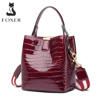 FOXER Fashion Patent Leather Bucket Shoulder Bag for Women Large Capacity Commute Female Handbag Designer Lady Cross-body Purses
FOXER Fashion Patent Leather Bucket Shoulder Bag for Women Large Capacity Commute Female Handbag Designer Lady Cross-body Purses