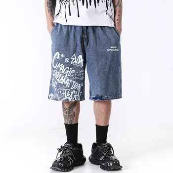 Letter Print Denim Shorts Mens Street Fashion Hip Hop Elasticated-waist Short Jeans Baggy Wide-leg Shorts Men
Letter Print Denim Shorts Mens Street Fashion Hip Hop Elasticated-waist Short Jeans Baggy Wide-leg Shorts Men