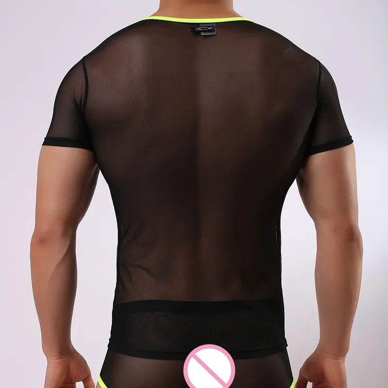 Hot-Men-Sexy-Singlet-Ultra-Thin-Transparent-Mesh-Sheer-T-Shirts-Tops-Tees-Gay-Male-Exotic_