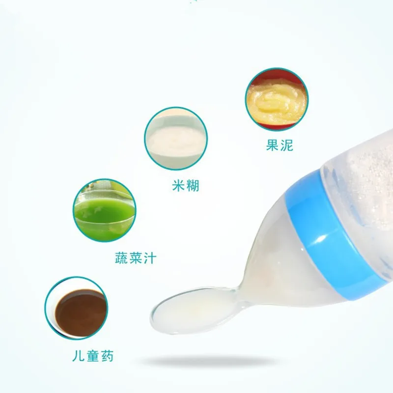 Сжимаемая бутылка для кормления силиконовая ложка риса новорожденных Детская