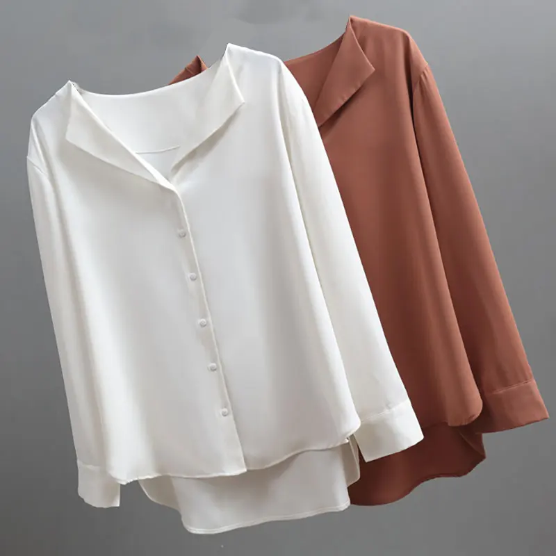 Casual Solid Color Female Shirts Spring Women Chiffon Blouse Office Lady V-neck Button Loose Tops Clothinge
Casual Solid Color Female Shirts Spring Women Chiffon Blouse Office Lady V-neck Button Loose Tops Clothinge