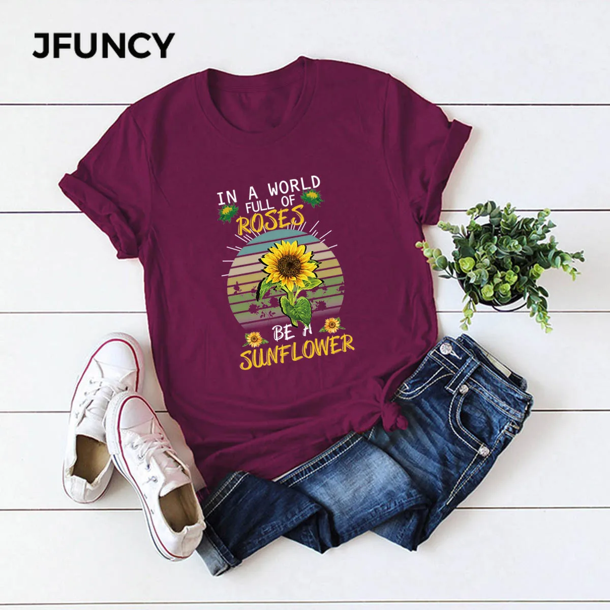 Женские футболки с принтом подсолнуха JFUNCY S-5XL Kawaii Harajuku женские верхняя одежда