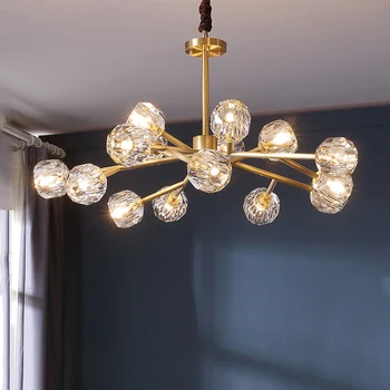 American Retro All Copper Crystal Chandelier Lighting Luxury Gold Chandeliers Living Room Lustre Molecular Art Hanging Lamps
American Retro All Copper Crystal Chandelier Lighting Luxury Gold Chandeliers Living Room Lustre Molecular Art Hanging Lamps