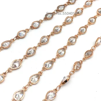 5x8mm Water Drop White Zircon Connector Rosary Chains,Faceted Drops Flat Rose Gold Chains,Tear Drop Chokers Bracelet Necklace
5x8mm Water Drop White Zircon Connector Rosary Chains,Faceted Drops Flat Rose Gold Chains,Tear Drop Chokers Bracelet Necklace