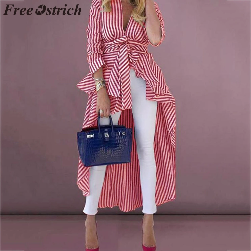FREE OSTRICH Womens Tops And Blouses Striped Printed Tie Long Section V-Neck Large Size Expensive Fashion Blouses Woman 2019
FREE OSTRICH Womens Tops And Blouses Striped Printed Tie Long Section V-Neck Large Size Expensive Fashion Blouses Woman 2019