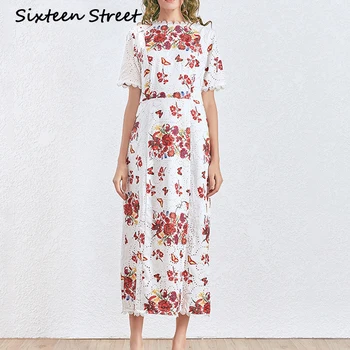 2020 New Woman Dress vintage floral printed short sleeve round neck dress female party runway designer luxury vestidos 
2020 New Woman Dress vintage floral printed short sleeve round neck dress female party runway designer luxury vestidos