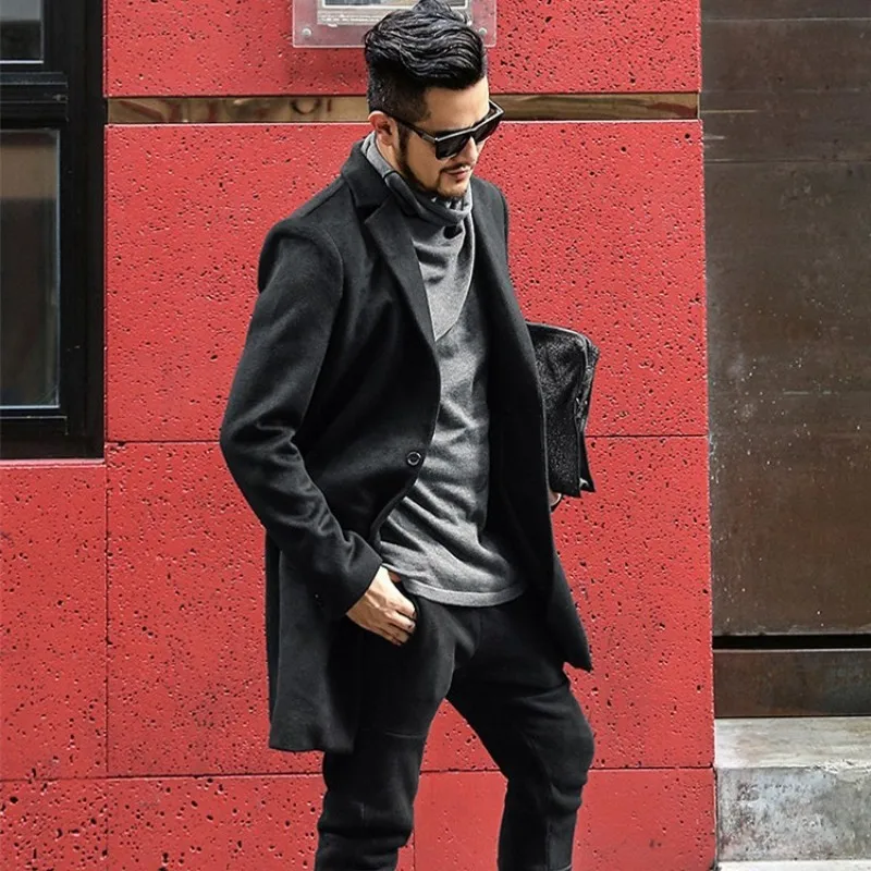Мужское кашемировое шерстяное пальто в английском стиле уличная одежда офисное