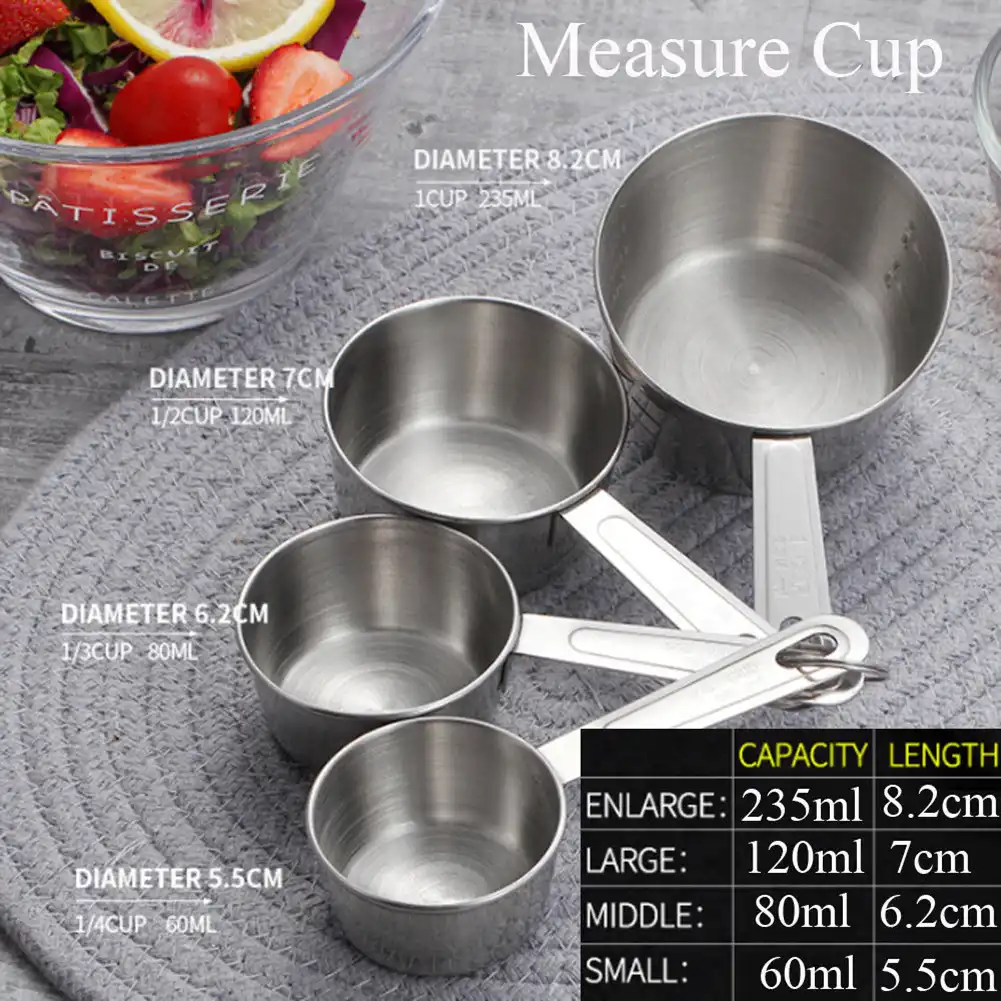 4pcs stainless steel measuring cup spoon seasoning scoop kitchen