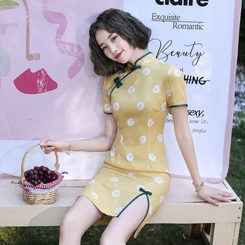 Little Daisies Print Short Sleeve Slit Sexy Mini Dress Summer Women Fashion Streetwear Outfits Cheongsam 
Little Daisies Print Short Sleeve Slit Sexy Mini Dress Summer Women Fashion Streetwear Outfits Cheongsam