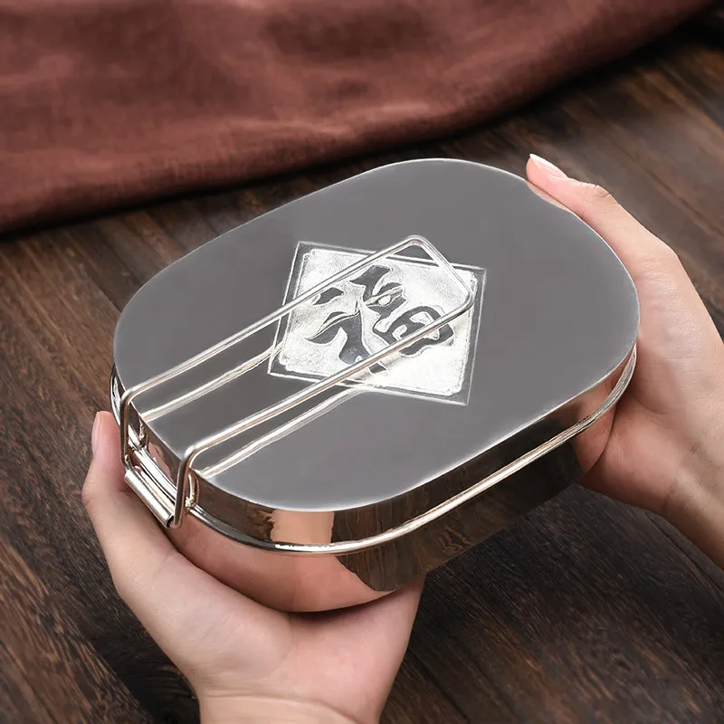 Bento box full silver rice bowl retro collection retro square rice bowl single layer sterling silver tableware with lid 
Bento box full silver rice bowl retro collection retro square rice bowl single layer sterling silver tableware with lid