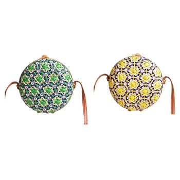 2pcs Round Straw Beach Bag Circle Rattan Bag Women Handbag Colorful Flower Pattern Female Message Shoulder Bag - Yellow & Green
2pcs Round Straw Beach Bag Circle Rattan Bag Women Handbag Colorful Flower Pattern Female Message Shoulder Bag - Yellow & Green