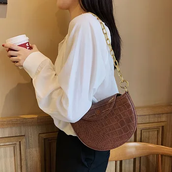 Vento Marea Chain Shoulder Bags For Women 2020 New Vintage Alligator Bag In Soft Leather Black Female Handbags Half Moon Purses
Vento Marea Chain Shoulder Bags For Women 2020 New Vintage Alligator Bag In Soft Leather Black Female Handbags Half Moon Purses