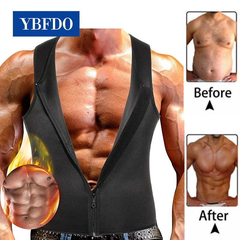 

YBFDO Men Waist Trainer Vest Slimming Belt Belly Body Shaper Neoprene zipper Top Abdomen Fat Burning Shaperwear Sweat Corset