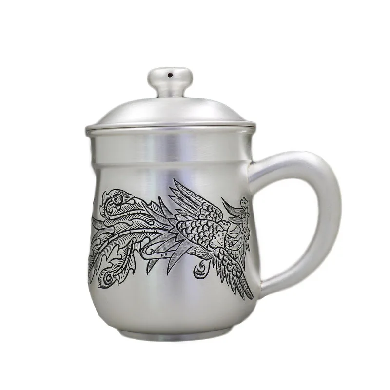 Pure Silver Tea Cup 999 Foot Silver Water Cup Dragon Phoenix Silver Cup Mug Office Cup Large Mouth Silver Water Cup Food Grade 
Pure Silver Tea Cup 999 Foot Silver Water Cup Dragon Phoenix Silver Cup Mug Office Cup Large Mouth Silver Water Cup Food Grade
