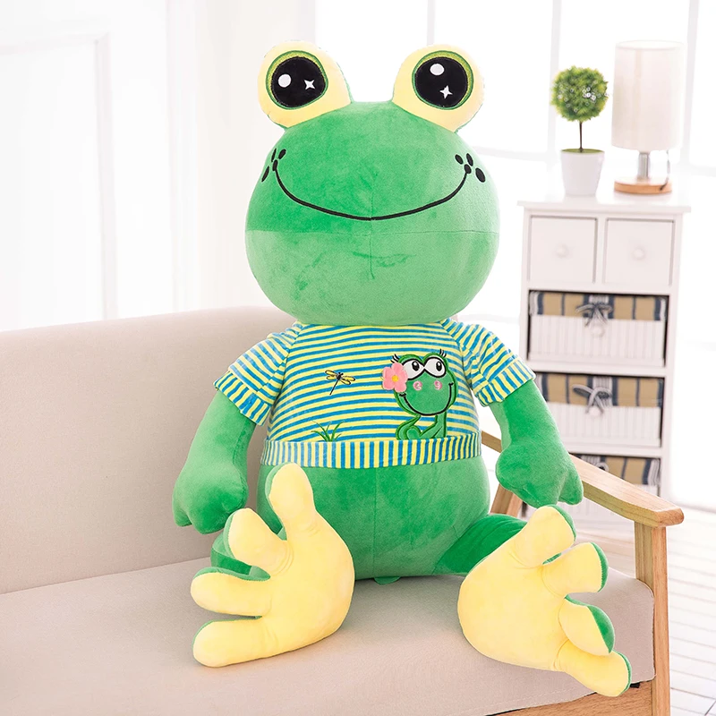 

Children Plush Toy frog with strip clothes smile Baby Kids Stuffed Toy Gift frog animals