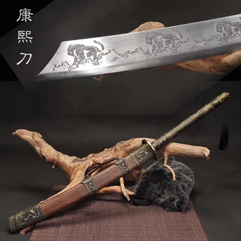 

Chinese Sword for emperor of Kangxi Hunting Swords 1060 high carbon steel Antique Craft Fittings unsharp for practice