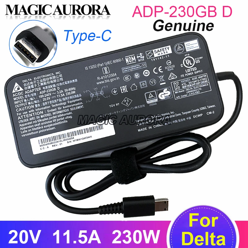 

Original Delta ADP-230GB D 20V 11.5A 230W USB Computer Charger For MSI GE66 GP76 GE76 MS-1541 A17-230P1B Gaming Laptop Adapter