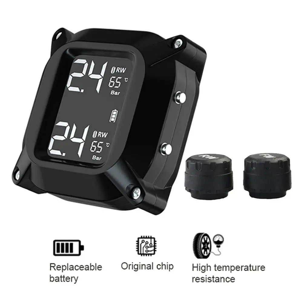 Solar TPMS Motorcycle Tire Pressure Alarm Monitor System Display Intelligent Temperature Warning Fuel Save With 2 Sensors TPMS
Solar TPMS Motorcycle Tire Pressure Alarm Monitor System Display Intelligent Temperature Warning Fuel Save With 2 Sensors TPMS