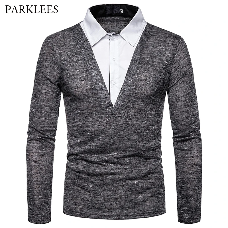 Spring and Autumn Fashion Fake Two Pieces Men's Turn-Down Collar Long Splice Breathable Men Tops Business Leisure Long Sleeve
Spring and Autumn Fashion Fake Two Pieces Men's Turn-Down Collar Long Splice Breathable Men Tops Business Leisure Long Sleeve