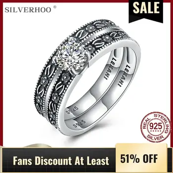 SILVERHOO 925 Sterling Silver Double Detachable Vintage Rings For Women Round Large Zircon Wedding Engagement Ring Fine Jewelry 
SILVERHOO 925 Sterling Silver Double Detachable Vintage Rings For Women Round Large Zircon Wedding Engagement Ring Fine Jewelry