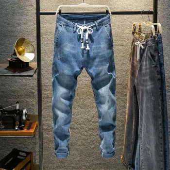 Spring Jeans Men Drawstring Denim Bleached Blue Solid Color Casual Straight Harem Pants Cowboy High Quality Full Length Male
Spring Jeans Men Drawstring Denim Bleached Blue Solid Color Casual Straight Harem Pants Cowboy High Quality Full Length Male