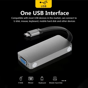 USB3.1 Type-C to HD VGA USB2.0 Converter with Audio Jack for PC Laptop TV Projector Grey
USB3.1 Type-C to HD VGA USB2.0 Converter with Audio Jack for PC Laptop TV Projector Grey