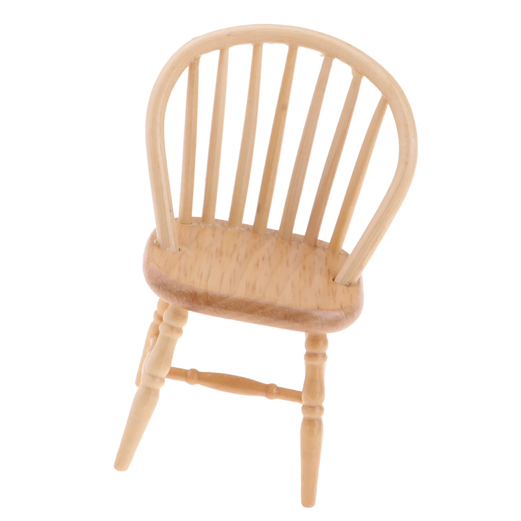 Dollhouse Wooden Chair, 1:12 Dollhouse Miniature Wooden Chair Model (Wood Color) Dollhouse Wooden Chair, 1:12 Dollhouse Miniature Wooden Chair Model (Wood Color)