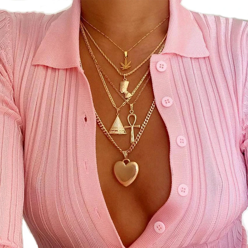 Tocona Women Personality Peach Heart Cross Triangle Leaf Portrait Pendant Multilayer Clavicle Chain Beach Punk Necklaces 7106
Tocona Women Personality Peach Heart Cross Triangle Leaf Portrait Pendant Multilayer Clavicle Chain Beach Punk Necklaces 7106