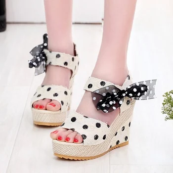 Women Dot Bowknot Design Platform Wedge Sandals Female Casual High Increas Shoes Ladies Fashion Ankle Strap Open Toe Sandals
Women Dot Bowknot Design Platform Wedge Sandals Female Casual High Increas Shoes Ladies Fashion Ankle Strap Open Toe Sandals