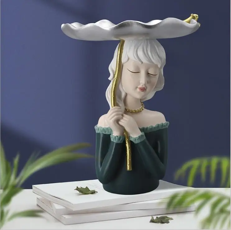 Chinese Lotus Leaf Girl Storage Tray Resin Adornments Home Livingroom Figurines Decoration Store Coffee Table Sculpture Crafts
Chinese Lotus Leaf Girl Storage Tray Resin Adornments Home Livingroom Figurines Decoration Store Coffee Table Sculpture Crafts
